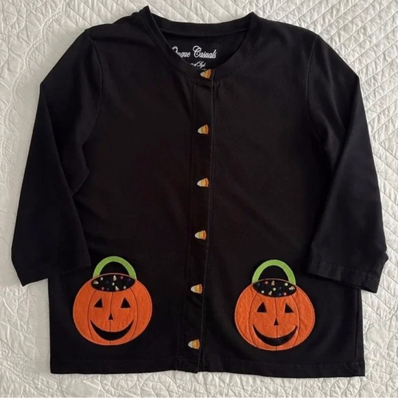 Onque Casuals Halloween Pumpkin Cardigan Women’s Large - Picture 1 of 10